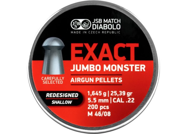 JSB Exact Jumbo Monster Redesigned Shallow 5,52 mm légfegyverlövedék, 25,39 grain, 200 db